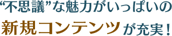 “不思議”な魅力がいっぱいの新規コンテンツが充実！