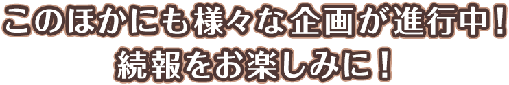 このほかにも様々な企画が進行中！続報をお楽しみに！