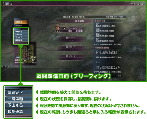 戦闘準備画面（ブリーフィング）