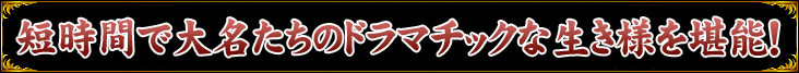 短時間で大名たちのドラマチックな生き様を堪能！