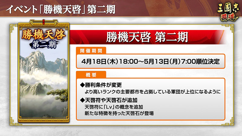 新LR武将「龐徳」・「廉頗」が登場する4月アップデートを実施