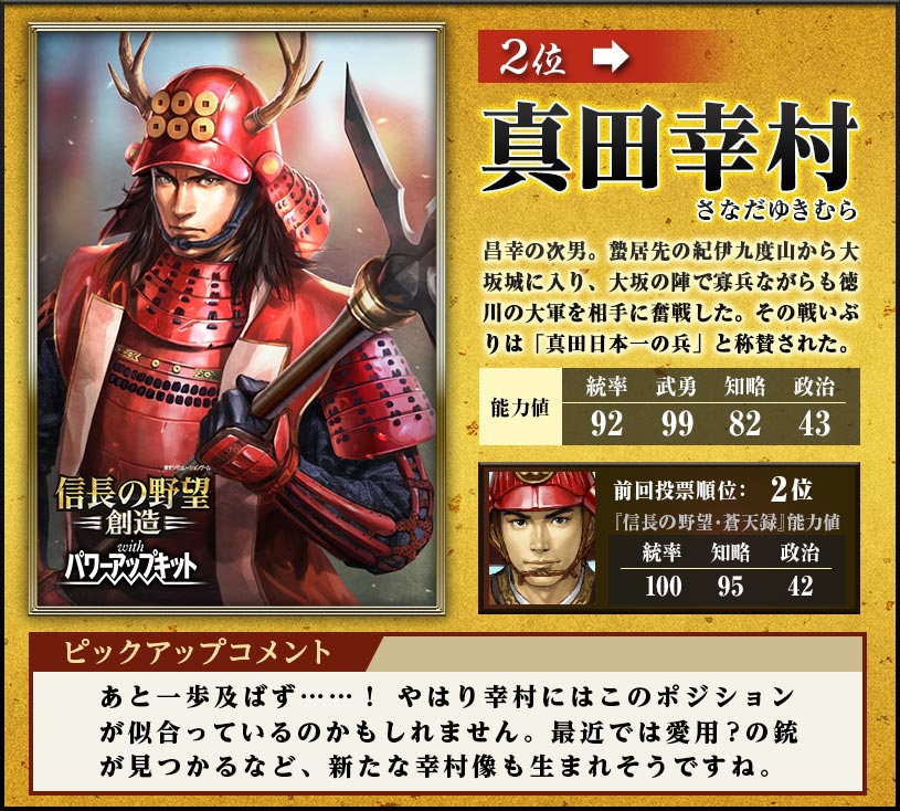 信長の野望 武将人気投票 結果発表 信長の野望 武将人気投票 結果発表