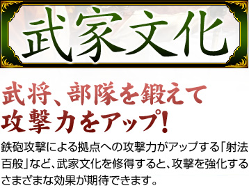 武将、部隊を鍛えて攻撃力アップ！