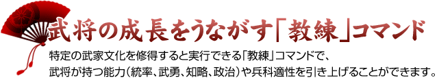 武将の成長をうながす「教練」コマンド